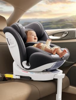 AP03 KL005 Child Seat Baby Car Seat 360° Rotatable ISOFIX ECE,40-150cm,Group 0+1/2/3 (9-36 KG/0-12 Years), 5-Point Safety Belt