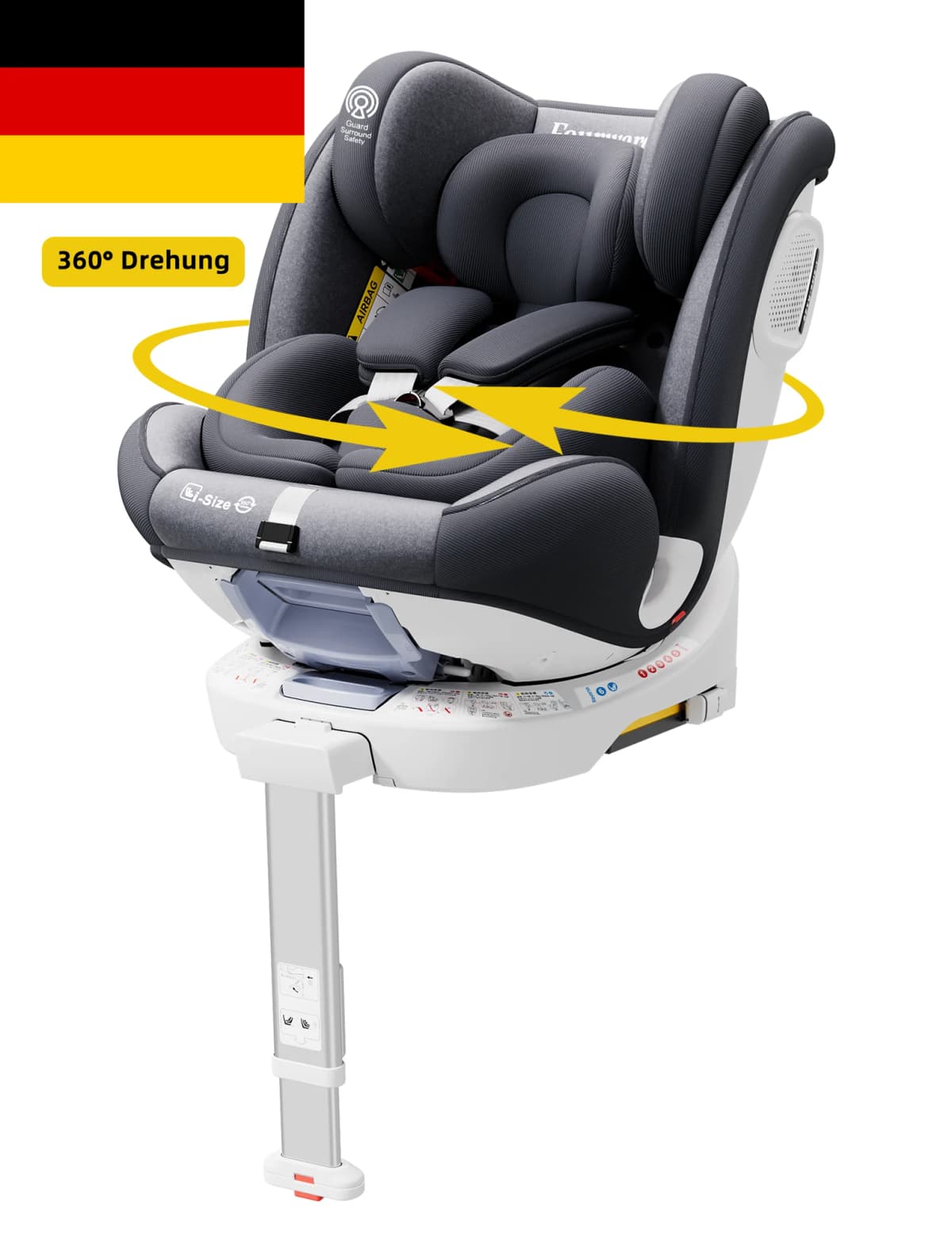 AP03 KL005 Child Seat Baby Car Seat 360° Rotatable ISOFIX ECE,40-150cm,Group 0+1/2/3 (9-36 KG/0-12 Years), 5-Point Safety Belt