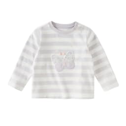 Dave Bella Pure Cotton T-shirt for Children Striped Pullover Top Casual Girls Bottom Top Fashion Soft Butterfly Print DB3262931