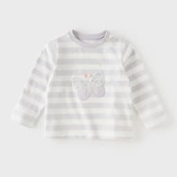 Dave Bella Pure Cotton T-shirt for Children Striped Pullover Top Casual Girls Bottom Top Fashion Soft Butterfly Print DB3262931