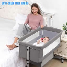 3-in-1 baby bed, portable crib, baby playpen, 0–3 years, multifunctional, foldable and adjustable, with a mosquito net and castors
