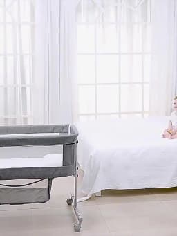 3-in-1 baby bed, portable crib, baby playpen, 0–3 years, multifunctional, foldable and adjustable, with a mosquito net and castors