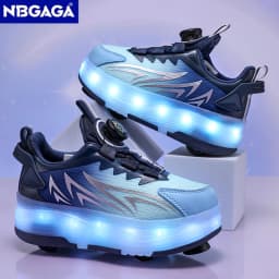 Luminous Roller Skate Shoes with 4 Removable Wheels Glowing LED Sneakers for Kids Boys Girls USB Charging Sports Shoes
