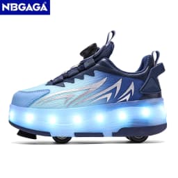 Luminous Roller Skate Shoes with 4 Removable Wheels Glowing LED Sneakers for Kids Boys Girls USB Charging Sports Shoes