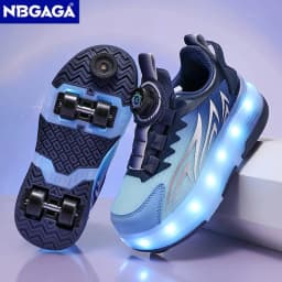 Luminous Roller Skate Shoes with 4 Removable Wheels Glowing LED Sneakers for Kids Boys Girls USB Charging Sports Shoes