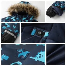 Baby Boys One-Piece Ski Suits Children's Snowboarding Fur Hooded Thick Windproof Warm Skiing Sports Clothes for Winter