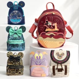 Loungefly Disney Mickey Mouse Ear Pu Leather Women's Backpack Castle Cosplay Leisure Travel Bag Mini Children's Schoolbag
