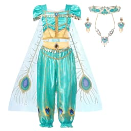 Muababy Jasmine Aladdin Princess Dress for Girls Cosplay Costume Birthday Party Fancy Outfit Toddler Kids Fairy Tale Vestid0