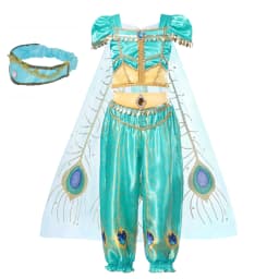 Muababy Jasmine Aladdin Princess Dress for Girls Cosplay Costume Birthday Party Fancy Outfit Toddler Kids Fairy Tale Vestid0
