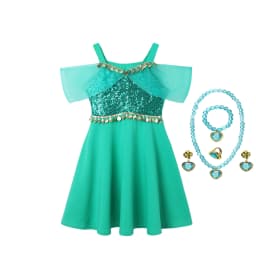 Muababy Jasmine Aladdin Princess Dress for Girls Cosplay Costume Birthday Party Fancy Outfit Toddler Kids Fairy Tale Vestid0