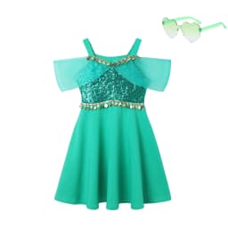 Muababy Jasmine Aladdin Princess Dress for Girls Cosplay Costume Birthday Party Fancy Outfit Toddler Kids Fairy Tale Vestid0