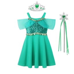 Muababy Jasmine Aladdin Princess Dress for Girls Cosplay Costume Birthday Party Fancy Outfit Toddler Kids Fairy Tale Vestid0