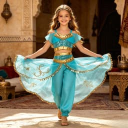 Muababy Jasmine Aladdin Princess Dress for Girls Cosplay Costume Birthday Party Fancy Outfit Toddler Kids Fairy Tale Vestid0
