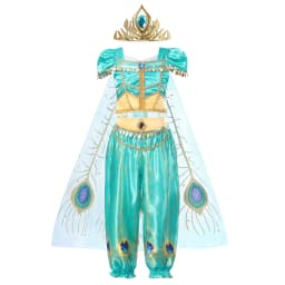Muababy Jasmine Aladdin Princess Dress for Girls Cosplay Costume Birthday Party Fancy Outfit Toddler Kids Fairy Tale Vestid0