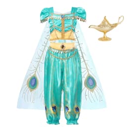 Muababy Jasmine Aladdin Princess Dress for Girls Cosplay Costume Birthday Party Fancy Outfit Toddler Kids Fairy Tale Vestid0
