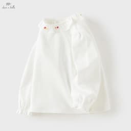 Dave Bella Children Embroidery White Shirt Clothes Autumn Spring Girls Long Sleeve Blouse Cotton Top Outdoor Party DB3263461