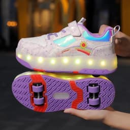 Children's Sneakers Roller Shoes With 4 Wheel Outdoor Parkour Skates Dual-Use Kids Girls Boys Roller Skates Glowing LED Light