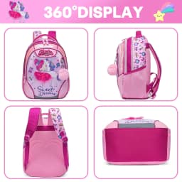 Girls Cartoon Backpack Set with Lunch Box, Cute School Travel Bookbag for Elementary Students Ages 8-10