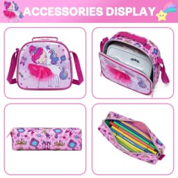 Girls Cartoon Backpack Set with Lunch Box, Cute School Travel Bookbag for Elementary Students Ages 8-10