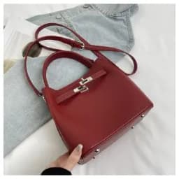 Trendy Textured Leather Diaper Bag Ladies Solid Color Satchel Square For Shopping Party Casual Minimalist High End Style