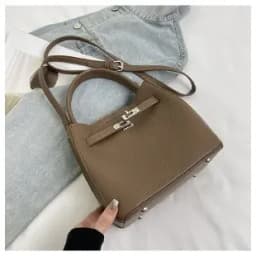 Trendy Textured Leather Diaper Bag Ladies Solid Color Satchel Square For Shopping Party Casual Minimalist High End Style