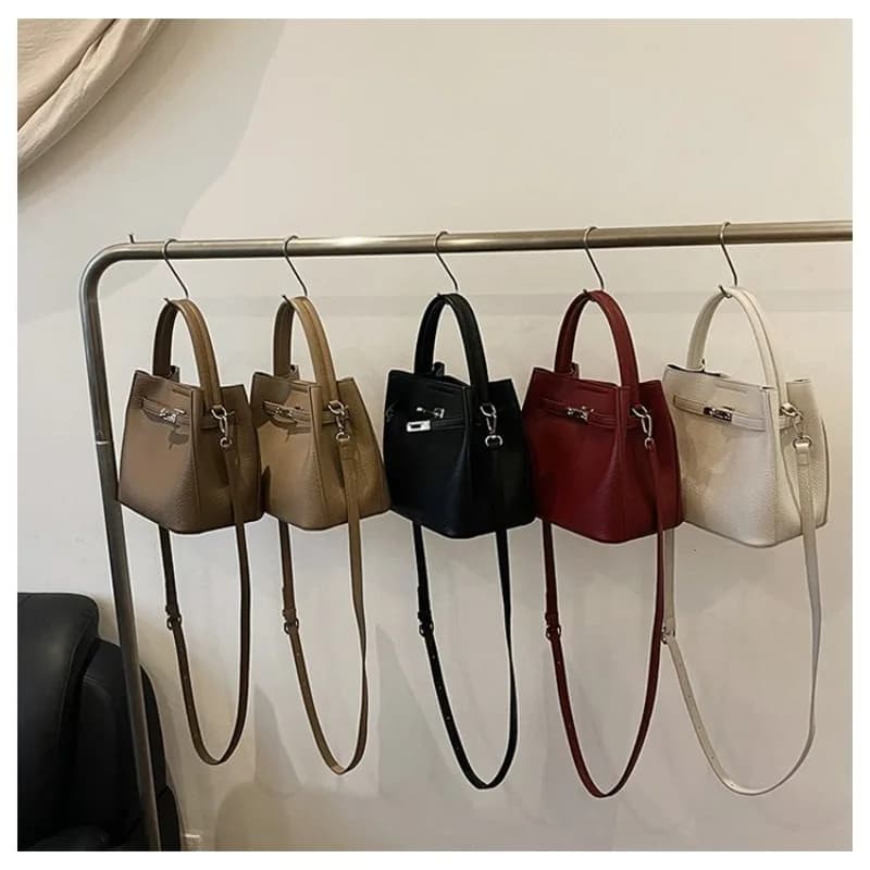 Trendy Textured Leather Diaper Bag Ladies Solid Color Satchel Square For Shopping Party Casual Minimalist High End Style