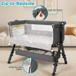 Baby Bassinet Bedside Sleeper, Portable Newborn Bassinet for Baby, Bedside Crib with 360° Visible Breathable Mesh Window