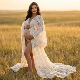 Boho Style Tassels Beige Lace Maternity Photo Shoot Long Dress Bohemian Pregnancy Photography Props Dress