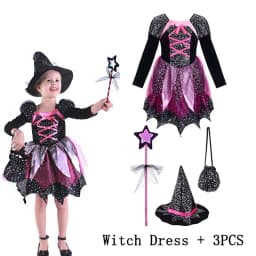 Kids Halloween Witch Pumpkin Cosplay Dress Girls Bat Spider Tulle Costume Children Carnival Trick or Treat Party Fancy Outfit
