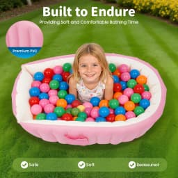 Portable Foldable Inflatable Baby Bathtub Eco-Friendly PVC Infant Bath Tub for 0-3 Years with Inflator Pump Side Storage Pocket Home Travel Hotel