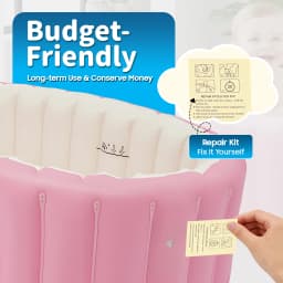 Portable Foldable Inflatable Baby Bathtub Eco-Friendly PVC Infant Bath Tub for 0-3 Years with Inflator Pump Side Storage Pocket Home Travel Hotel