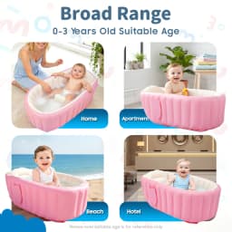Portable Foldable Inflatable Baby Bathtub Eco-Friendly PVC Infant Bath Tub for 0-3 Years with Inflator Pump Side Storage Pocket Home Travel Hotel