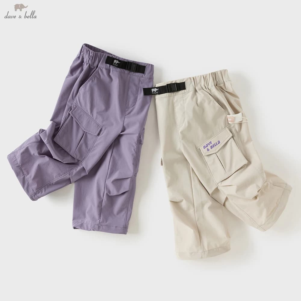 Dave Bella Children Wide Leg Cargo Pants Boys Elastic Waist Jogger Pants Autumn Spring Casual Sports Trousers DB3262258