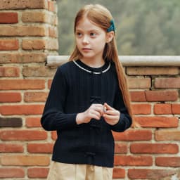 Dave Bella Children Autumn Spring Bow Sweater Girls Long Sleeve Jacquard Knitted Pullover Kids Tops Outdoor Clothes DK3262536