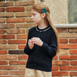 Dave Bella Children Autumn Spring Bow Sweater Girls Long Sleeve Jacquard Knitted Pullover Kids Tops Outdoor Clothes DK3262536