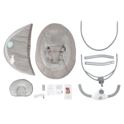 Bymaocar Baby Swing Infant Rocker Newborn Electric Cradle with Bluetooth Music USB Remote Control Timer 4 Angle Adjustable 25° Ergonomic Seat 3-Point Safety Harness Anti-Slip Base Lockable 0-18 Months 39.68lbs Grey S-Y608 Washable Cover Mosquito Net