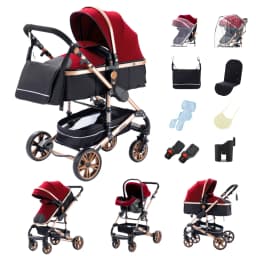 Foldable High Landscape 3-in-1 Infant Pushchair Fashion Luxury Two-Way Seat All Season Durable Baby Pram Suitable For Indoor Rest And Outdoor Walking