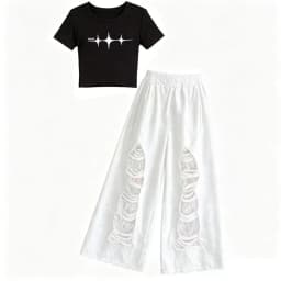 New Fashion Street Style Kids Hip Hop Clothing Set For Girls Hiphop Top Bottom Suit Children Dance Rap Jazz Tee and Pants Outfit