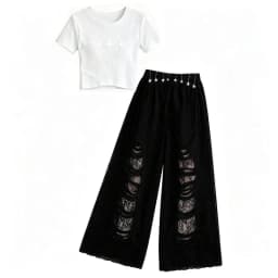New Fashion Street Style Kids Hip Hop Clothing Set For Girls Hiphop Top Bottom Suit Children Dance Rap Jazz Tee and Pants Outfit