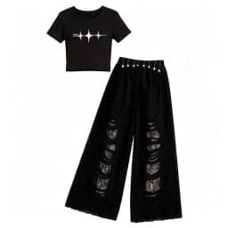New Fashion Street Style Kids Hip Hop Clothing Set For Girls Hiphop Top Bottom Suit Children Dance Rap Jazz Tee and Pants Outfit