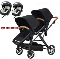 Portable Foldable Twin Stroller,double Seat Stroller with Car Seat, Luxury Baby Stroller,Comes with Accessories Such As Rain Cover and Mosquito Net