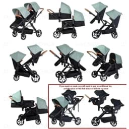 Portable Foldable Twin Stroller,double Seat Stroller with Car Seat, Luxury Baby Stroller,Comes with Accessories Such As Rain Cover and Mosquito Net
