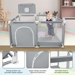 Complete baby Playpen, 50 Balls, Soft and Breathable Mesh, Complete baby Playpen with Mat, Oxford Fabric baby Playpen, Indoor and Outdoor Activity Center, 8 Suction Cups