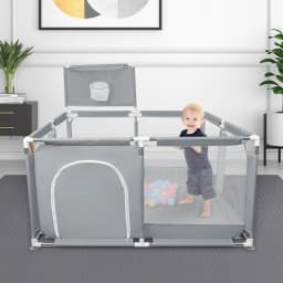 Complete baby Playpen, 50 Balls, Soft and Breathable Mesh, Complete baby Playpen with Mat, Oxford Fabric baby Playpen, Indoor and Outdoor Activity Center, 8 Suction Cups