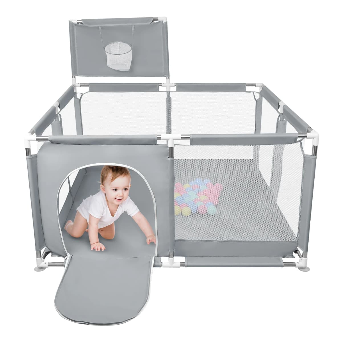 Complete baby Playpen, 50 Balls, Soft and Breathable Mesh, Complete baby Playpen with Mat, Oxford Fabric baby Playpen, Indoor and Outdoor Activity Center, 8 Suction Cups