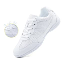 BAXINIER Women's White Cheerleading Shoes Lightweight Breathable Athletic Training Sneakers Soft Sole Anti-Slip Competition Shoes