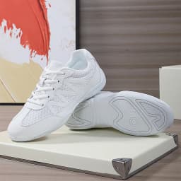 BAXINIER Women's White Cheerleading Shoes Lightweight Breathable Athletic Training Sneakers Soft Sole Anti-Slip Competition Shoes