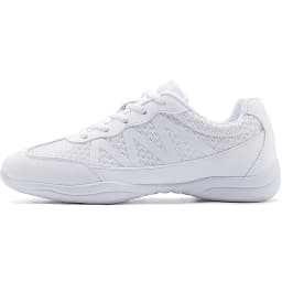 BAXINIER Women's White Cheerleading Shoes Lightweight Breathable Athletic Training Sneakers Soft Sole Anti-Slip Competition Shoes