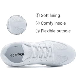 BAXINIER Women's White Cheerleading Shoes Lightweight Breathable Athletic Training Sneakers Soft Sole Anti-Slip Competition Shoes