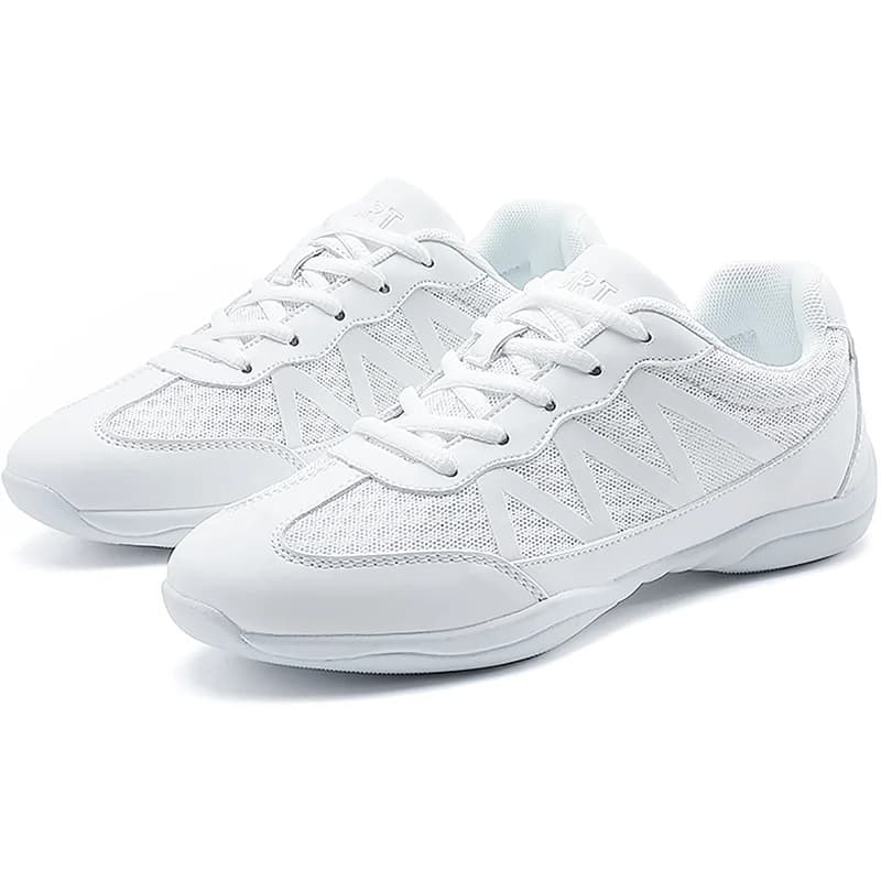 BAXINIER Women's White Cheerleading Shoes Lightweight Breathable Athletic Training Sneakers Soft Sole Anti-Slip Competition Shoes